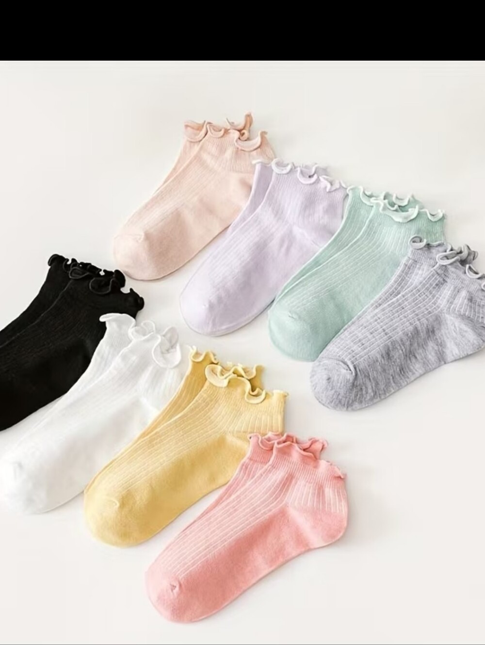 Ruffled Ankle Socks - Pastel & Neutral 8pcs